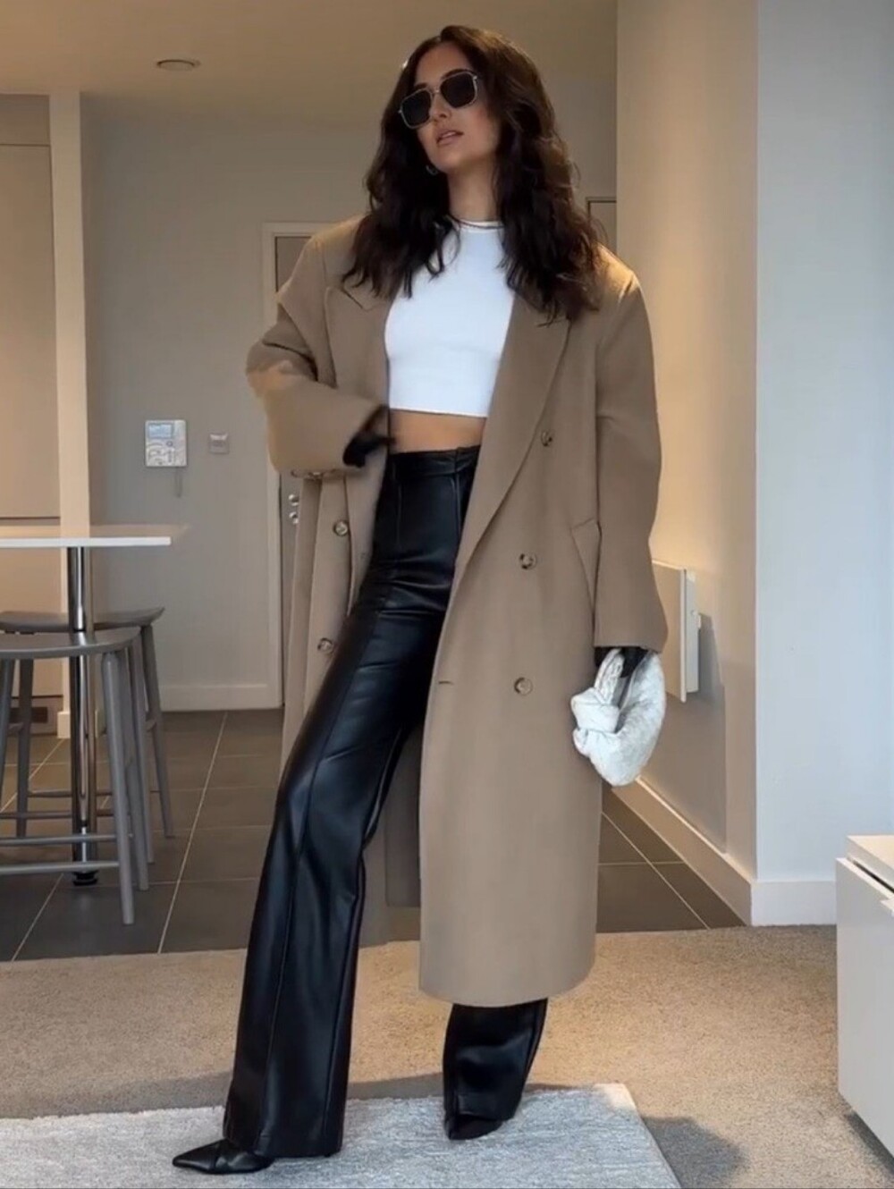 NWT ✨️ BECAUSE OF ALICE || BOA Leather Wide Leg Black Trousers - Picture 8 of 14